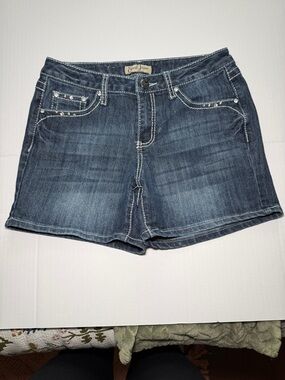 Earl Jeans Blue Denim Shorts with Stud/Rhinestone Accents